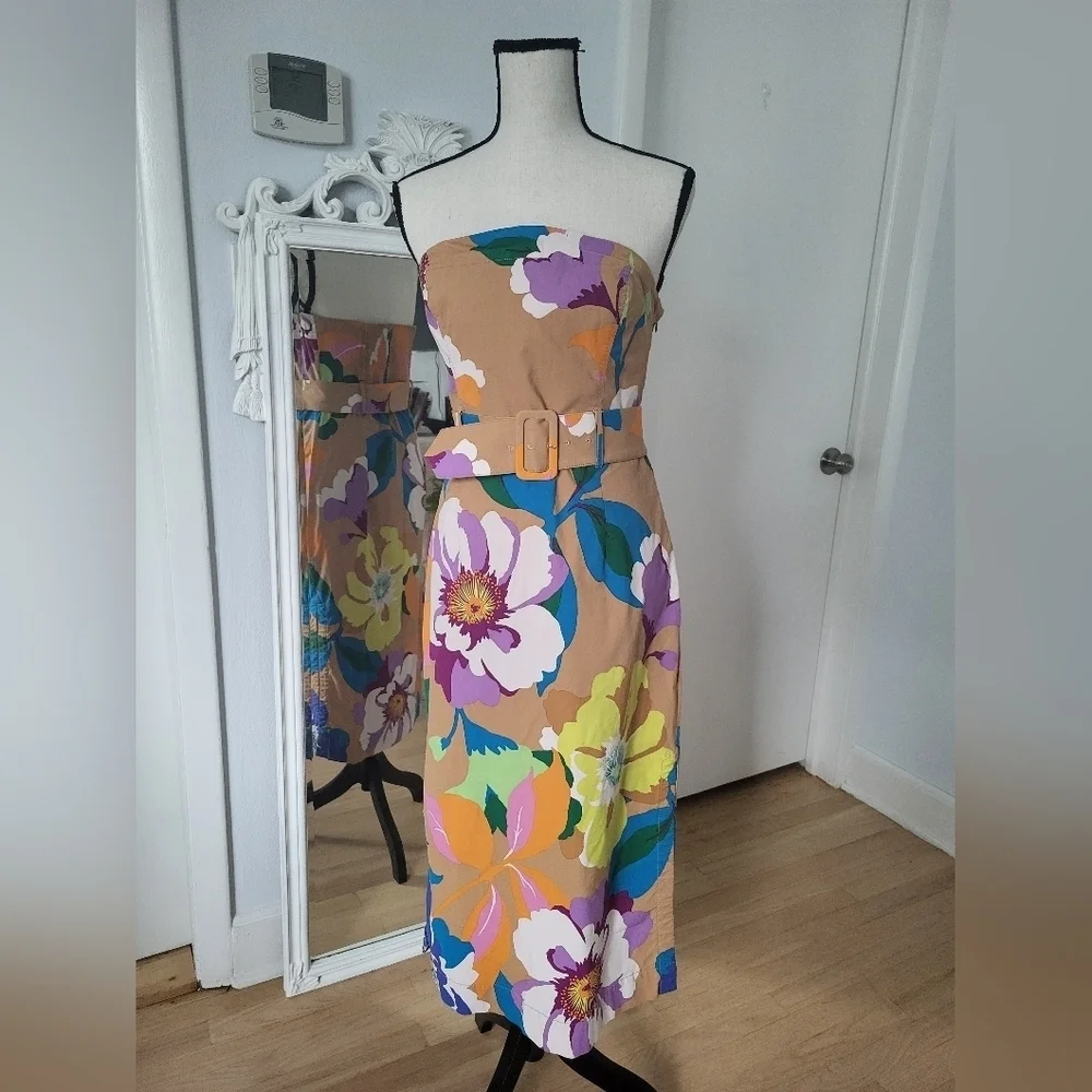 Maeve/ Anthropologie Floral Strapless Midi Skirt